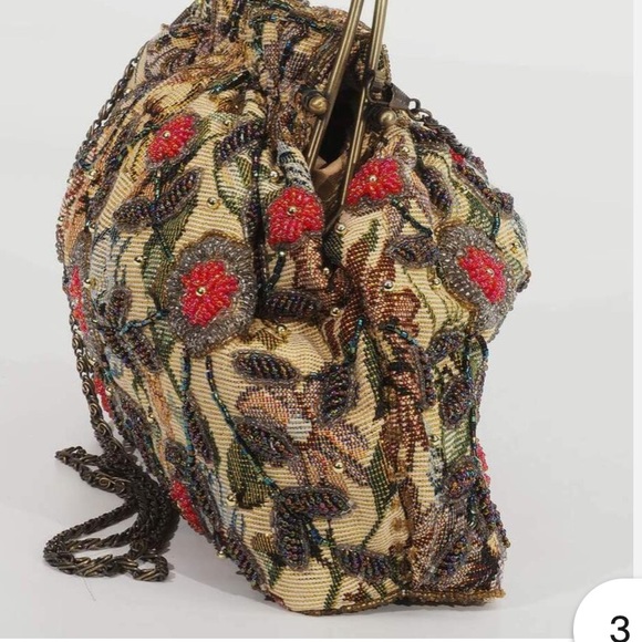 Vintage Ross-Simons Rare 1950/60s Hand Beaded Embroidered Bag Kiss Chain Strap - Picture 6 of 9